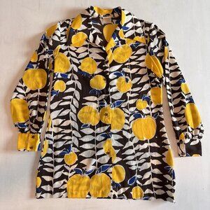 Vintage Rhoda Lee 60s 70s Shirt Button Up Disco Groovy Retro Lemons Peaches